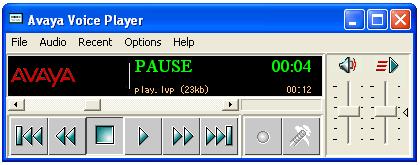 The voice player window to play a test recording