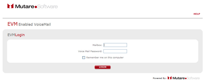 the EVM voicemail login page.