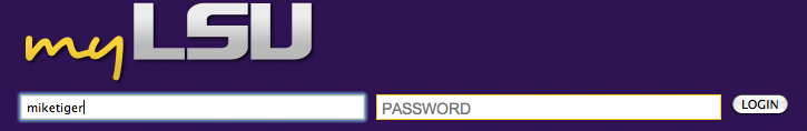 myLSU log-in screen