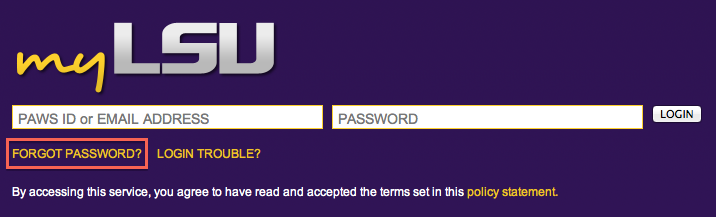 Forgot Password link