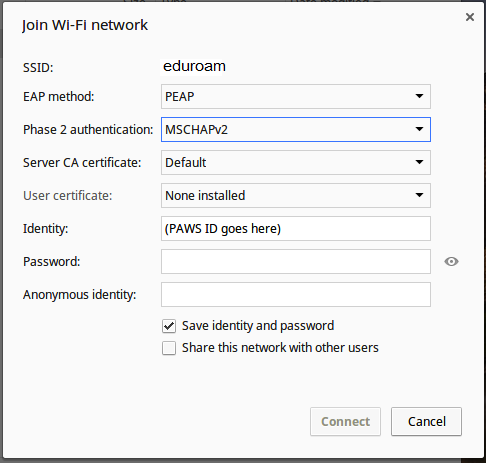 chrome os wifi settings