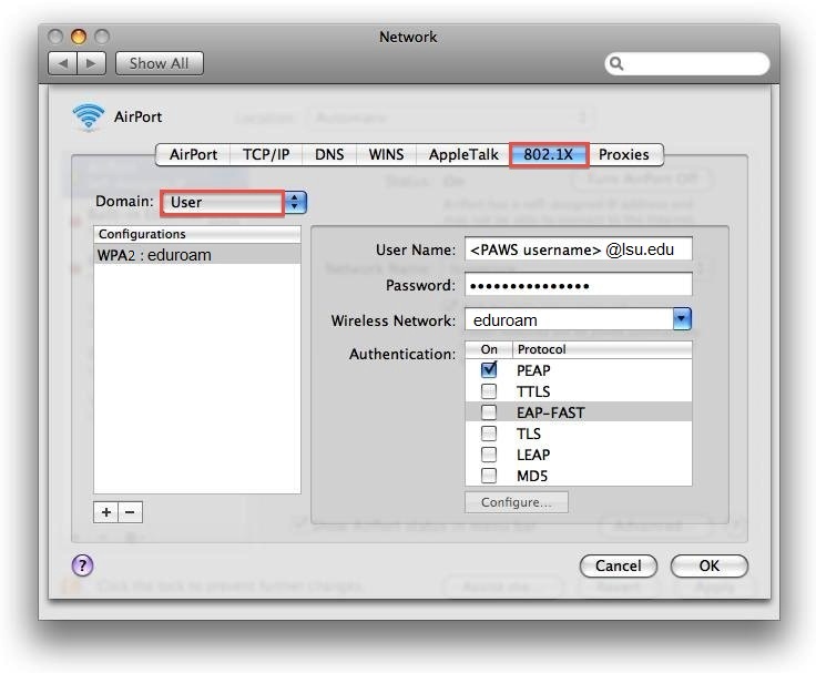 network domain settings