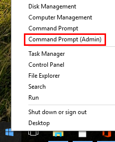 in the new menu, select the "Command Prompt Admin" selection in menu.