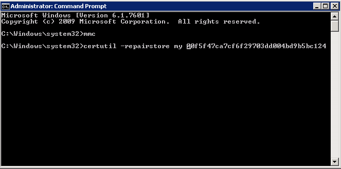 Administrator Command Prompt window 