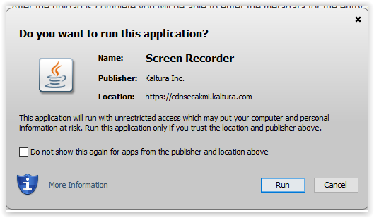java permission window to run the program