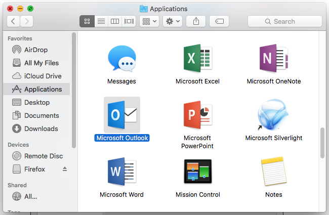 Microsoft Outlook application