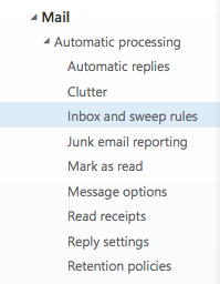 Inbox and Sweep rules