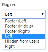 Region dropdown menu