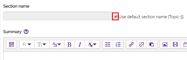 text editor with use default name checkbox highlighted