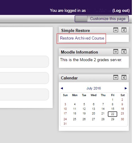 Restore Archived Course option