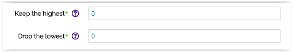Keep Highest and Drop Lowest settings