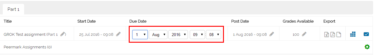 changing the date fields in an assignment