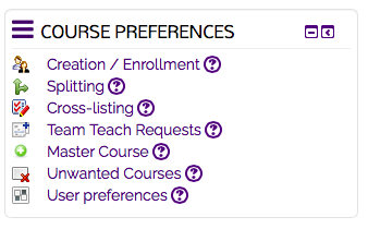 Course preferences system block