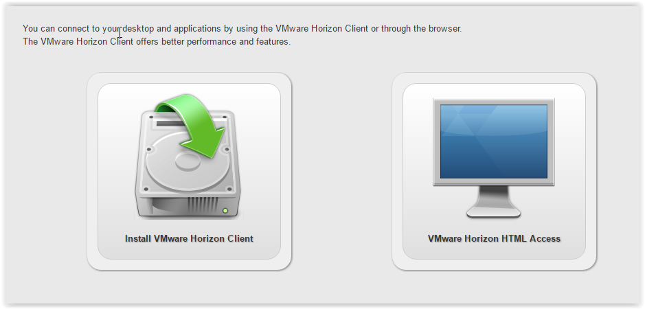 the View VmWare Horizon Client button