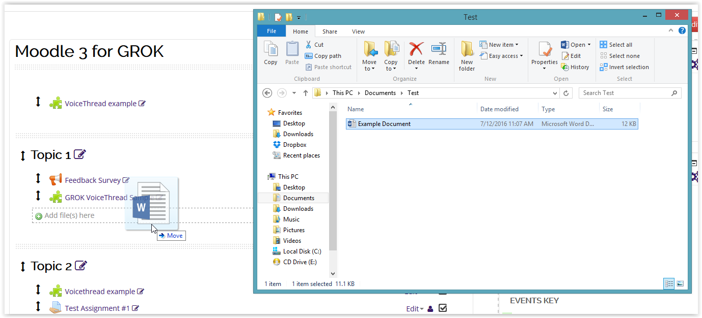 The drag and drop example in Moodle 3