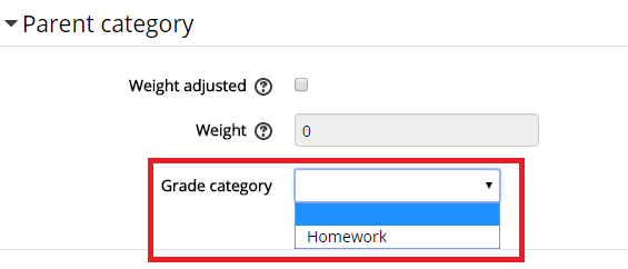 grade category fieldbox on the parent category tab