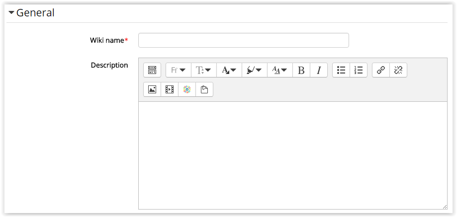 Name and description options for wiki