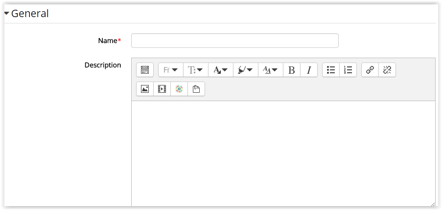 Folder name and description text boxes