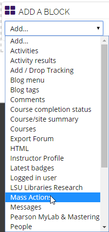 Mass Actions option