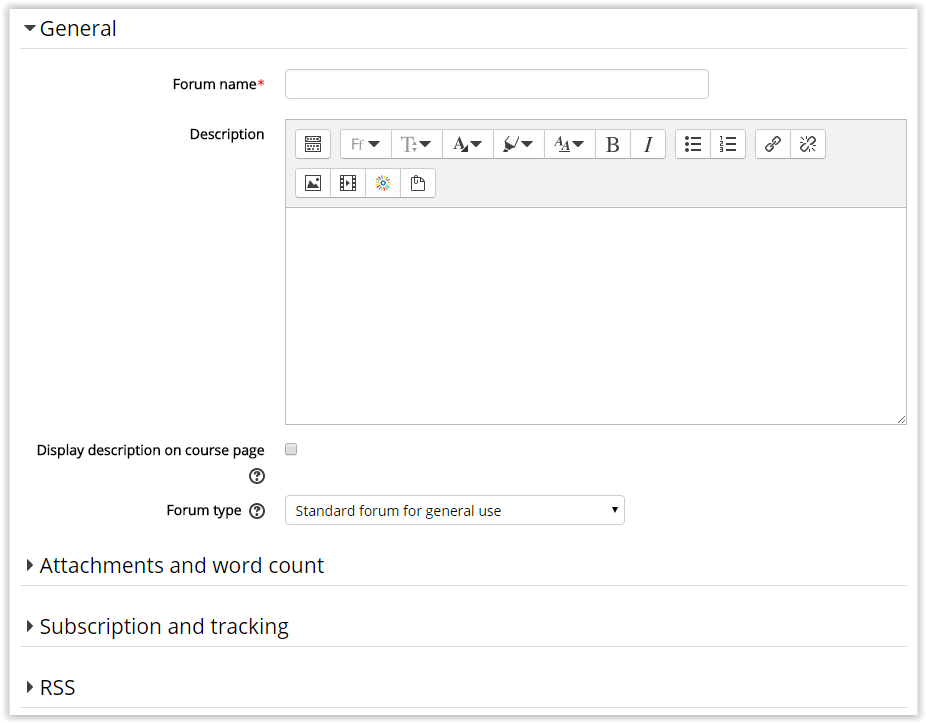 the window of the new forum form where you fill in forum information.