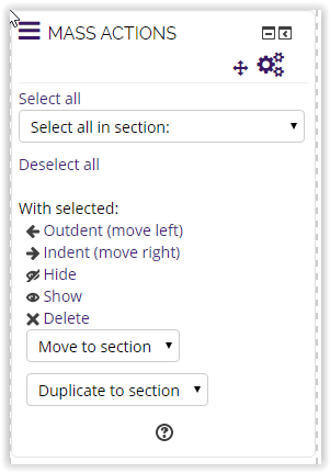 Mass Actions block