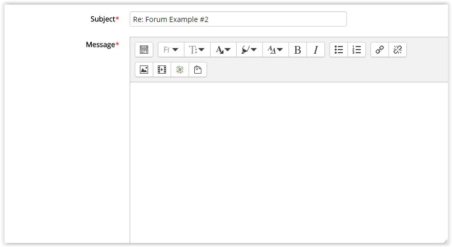the message subject and message content boxes