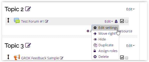 edit settings on the drop down menu