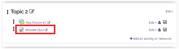 Clicking the Quiz in the course