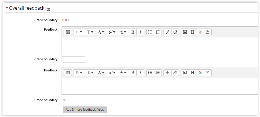 Quiz Overall Feedback settings