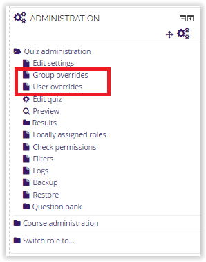Group/User overrides options