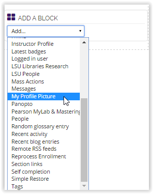 Add a Block window