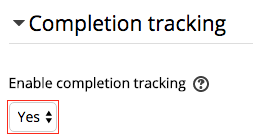 Completion Tracking settings