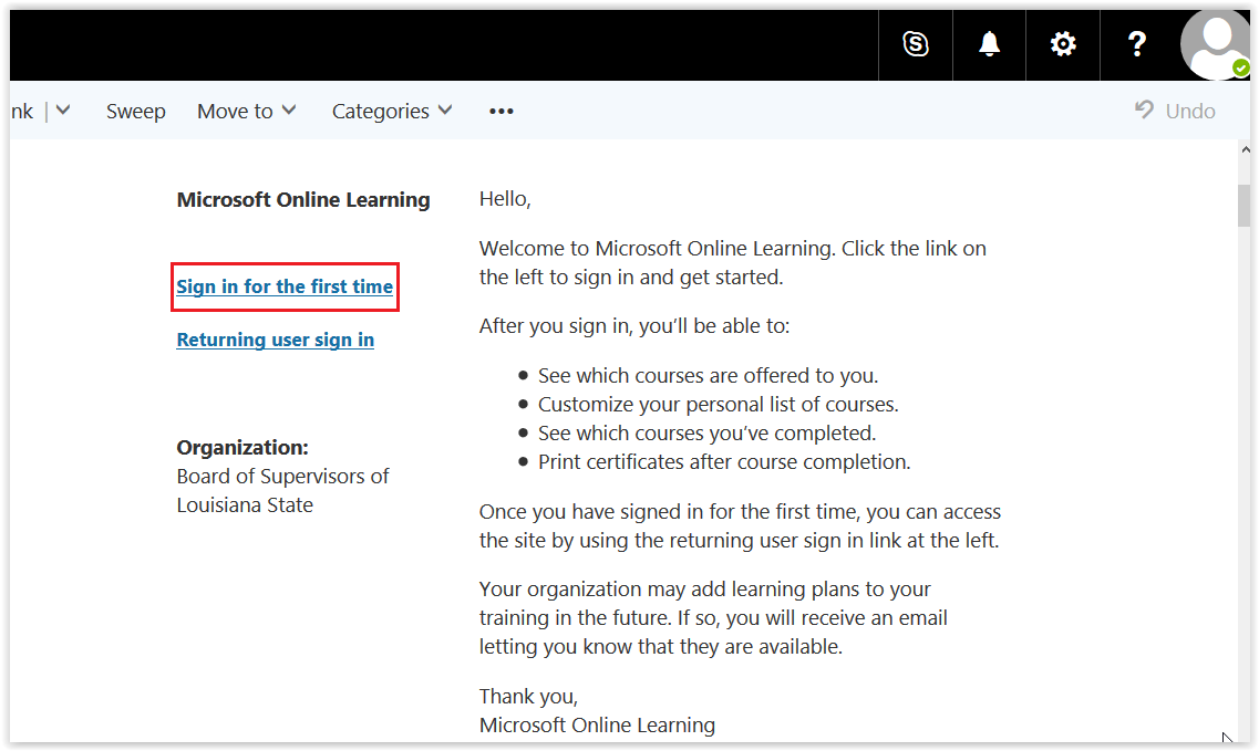 email from the Microsoft Imagine Academy.