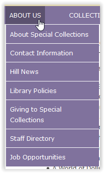 about us tab in special collections