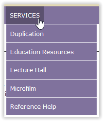 services tab in special collections