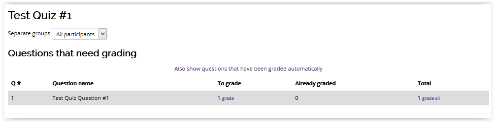 Manual Grading window
