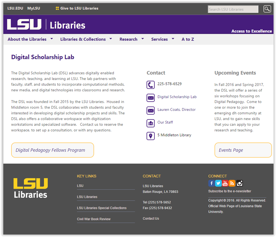 Digital Scholarship Lab page