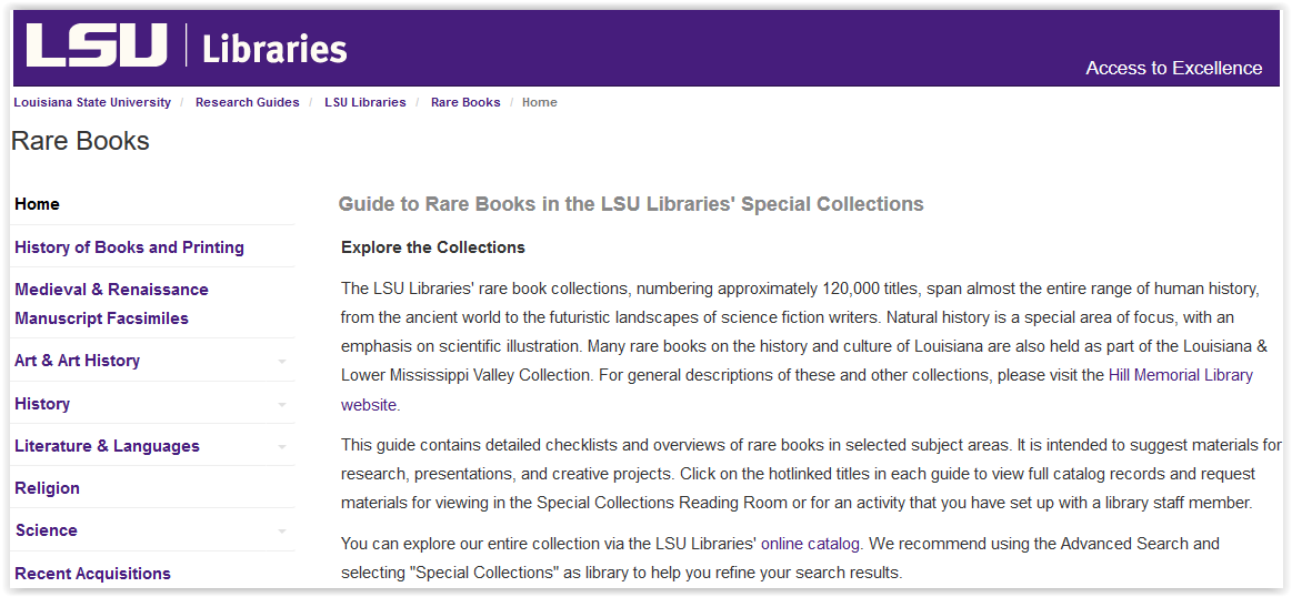 LSU libraries special collections rare books