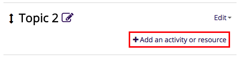 add an activity or resource link at bottom right of a topic