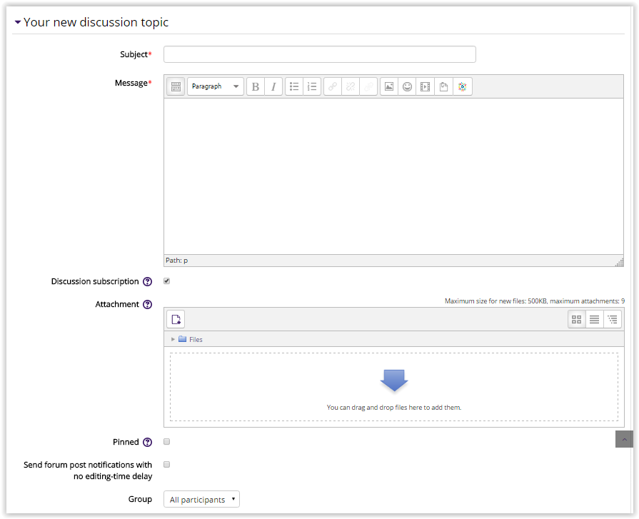 Forum Discussion Topic Settings window