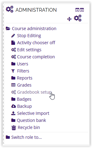 Gradebook setup button in moodle3