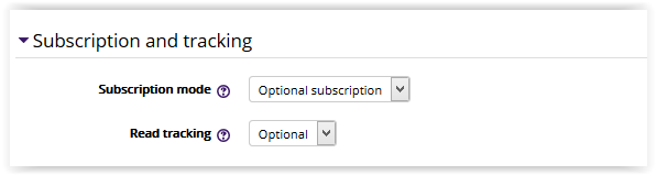 Subscription and Tracking settings.