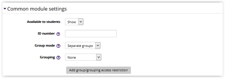Common Module settings