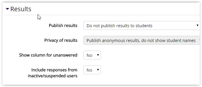 Results settings