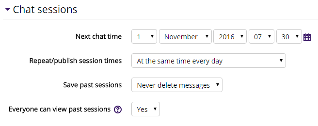 Chat session settings