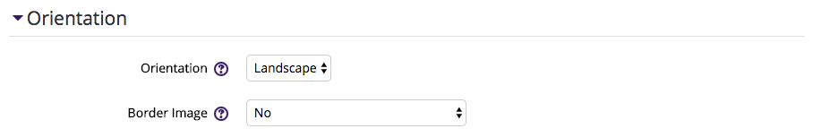 Orientation settings