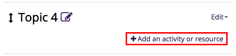 "Add an activity or resource" option