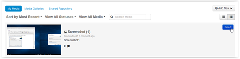 File upload selection on kaltura