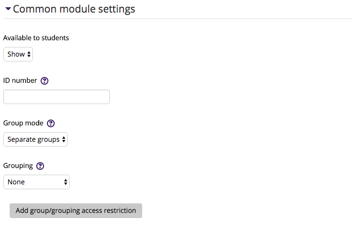 Common Module Settings section