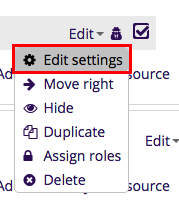 Edit option with Edit settings selected in dropdown menu